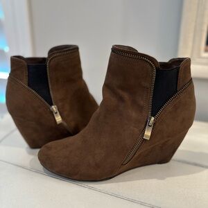 Indigo Brown Ankle Booties with Side Zipper